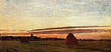 Famous Sunrise Paintings - Grainstacks at Chailly at Sunrise